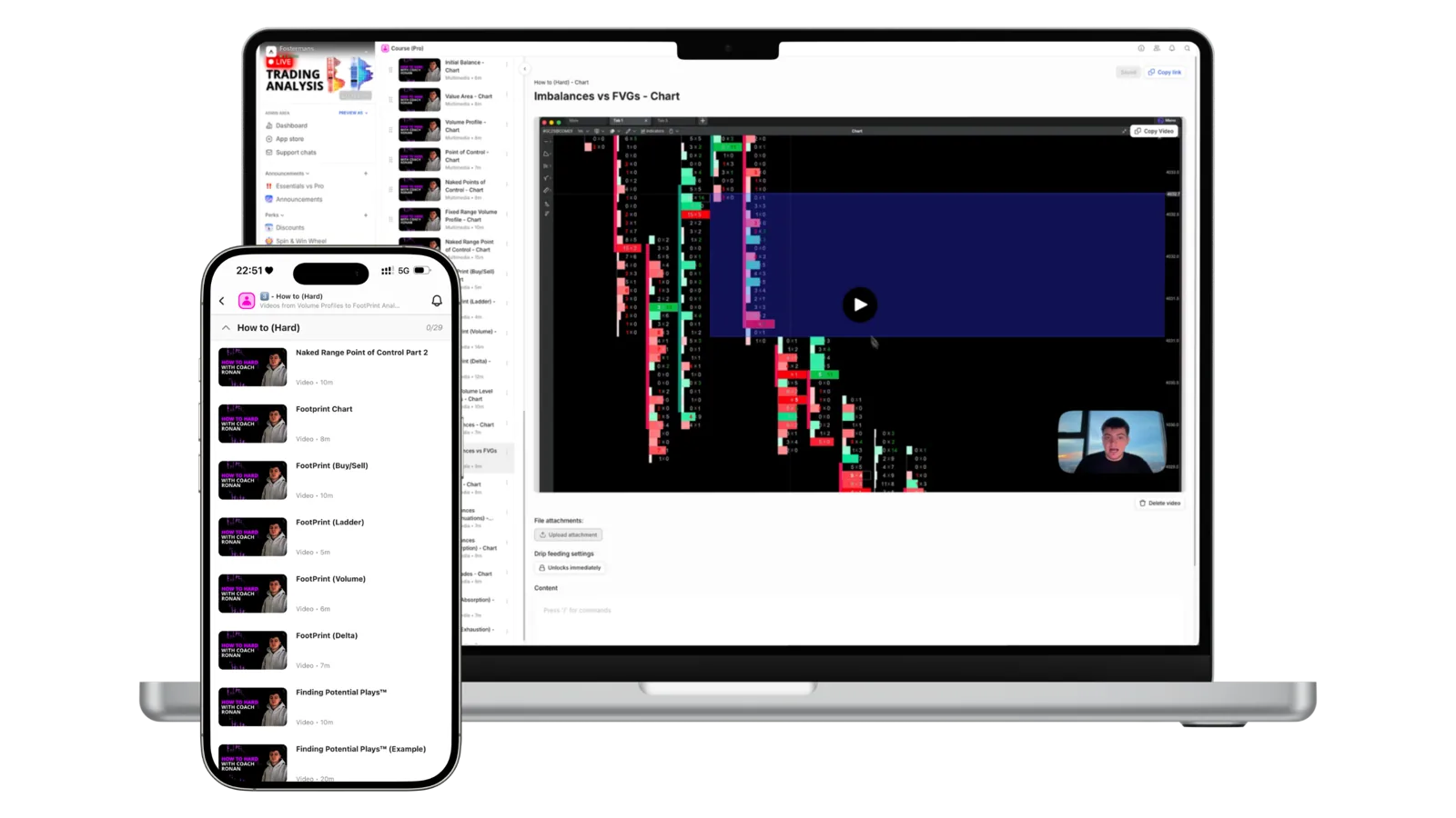 Fostermans course dashboard across desktop and mobile